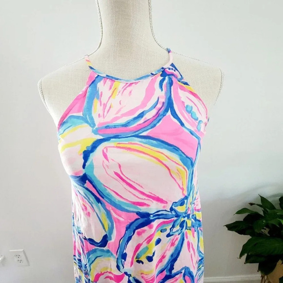 Lilly Pulitzer Margot Sunny Side Halter Tassle Tropical Pima Cotton Dress XXS - Picture 2 of 14